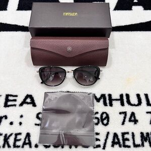 Matsuda 3095 Oval Cat Eye Side Shield Sunglasses - Black